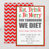 Eat Drink Be Merry Funny Kerstfeest Kaart (Voorkant / Achterkant)