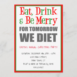 Eat Drink Be Merry Funny Kerstfeest Kaart