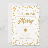 Eat Drink Be Merry Gold Glam Glitter Vakantie Xmas Kaart (Voorkant)