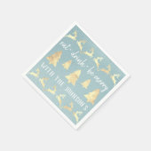 Eat Drink be Merry Gold Reindeer Kraft Blue Aqua Servet (Hoek)