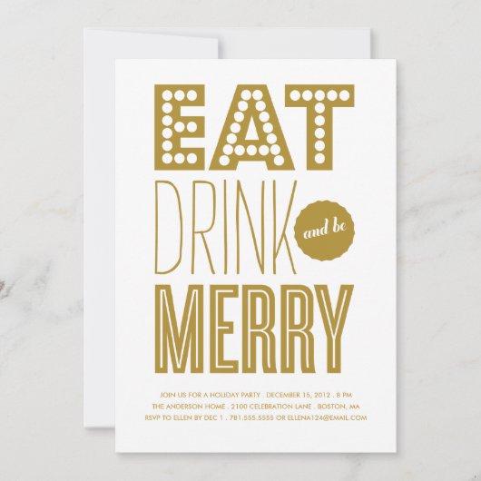 EAT-DRINK & BE-MERRY | HOLIDAIRE INVITATIE KAART (Voorkant)