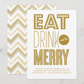 EAT-DRINK & BE-MERRY | HOLIDAIRE INVITATIE KAART (Voorkant / Achterkant)