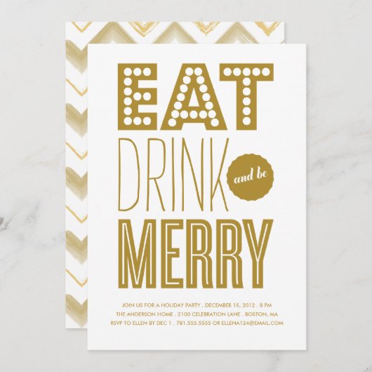 EAT-DRINK & BE-MERRY | HOLIDAIRE INVITATIE KAART (Voorkant / Achterkant)