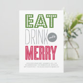 EAT-DRINK & BE-MERRY | HOLIDAIRE INVITATIE KAART (Staand voorkant)