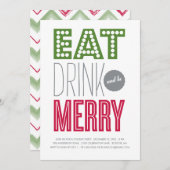 EAT-DRINK & BE-MERRY | HOLIDAIRE INVITATIE KAART (Voorkant / Achterkant)