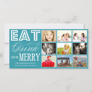 EAT, DRINK & BE MERRY   HOLIDAY COLLAGE CARD FEESTDAGENKAART