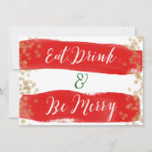 Eat Drink Be Merry Holiday Party Invitation Feestdagenkaart (Voorkant)