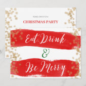 Eat Drink Be Merry Holiday Party Invitation Feestdagenkaart (Voorkant / Achterkant)