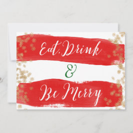 Eat Drink Be Merry Holiday Party Invitation Feestdagenkaart