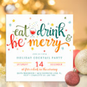 Eat Drink Be Merry Holiday Party Invitation Kaart