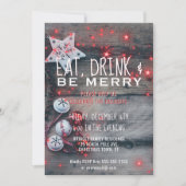 Eat Drink Be Merry Holiday Party Invitation Kaart (Voorkant)