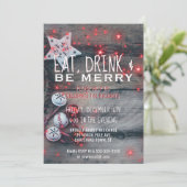 Eat Drink Be Merry Holiday Party Invitation Kaart (Staand voorkant)