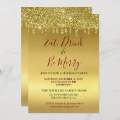 Eat Drink & Be Merry Holiday Party Uitnodiging (Voorkant / Achterkant)