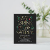 Eat Drink be Merry Holiday Uitnodiging Briefkaart (Staand voorkant)