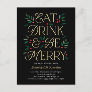 Eat Drink be Merry Holiday Uitnodiging Briefkaart