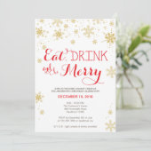 Eat Drink & BE Merry Invitation / Kerstuitnodiging Kaart (Staand voorkant)