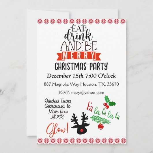 Eat Drink Be Merry kerstfeest Kaart (Voorkant)