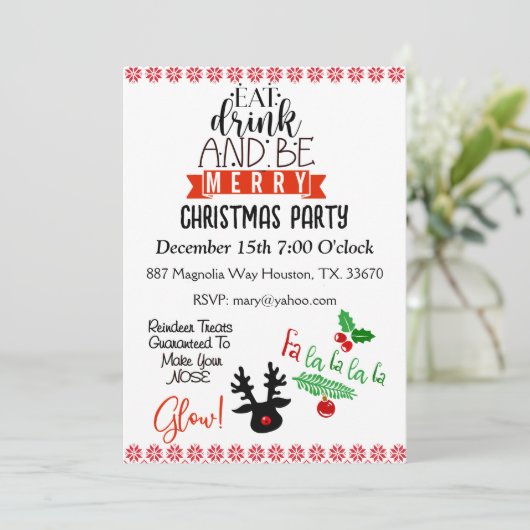 Eat Drink Be Merry kerstfeest Kaart (Staand voorkant)