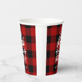 Eat Drink & Be Merry Red Buffalo Plaid Papieren Bekers (Rechts)