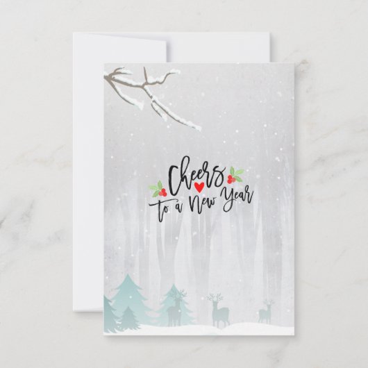 Eat Drink & be Merry Snow Deer Bird Holiday Party Kaart (Achterkant)