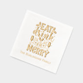 Eat Drink Be Merry Typography Achternaam Folie Servetten (Links)