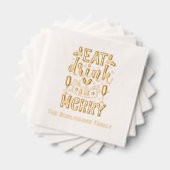 Eat Drink Be Merry Typography Achternaam Folie Servetten (Insitu (Gestapeld))