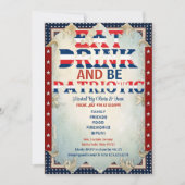 Eat Drink & Be Patriotic 4 juli feest Shabby Chic Kaart (Voorkant)