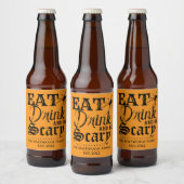 Eat Drink Be Scary Familienaam Halloween Sinaasapp Bier Etiket (Flessen)
