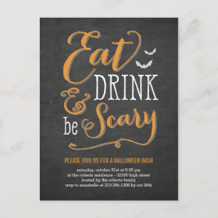 Eat Drink Be Scary Halloween Invitation Briefkaart