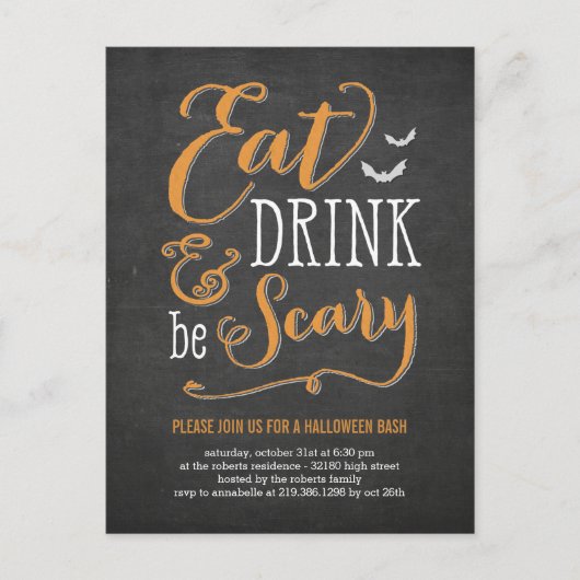 Eat Drink Be Scary Halloween Invitation Briefkaart (Voorkant)