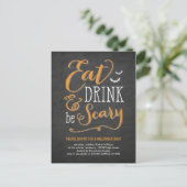 Eat Drink Be Scary Halloween Invitation Briefkaart (Staand voorkant)