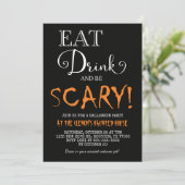 Eat Drink & be Scary Halloween Invitation Kaart (Staand voorkant)