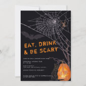 EAT-DRINK & BE SCARY Halloween Party Invitation Kaart (Voorkant)