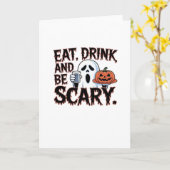 Eat Drink Be Scary Halloween Pumpkin Creative Styl Kaart (Gele Bloem)
