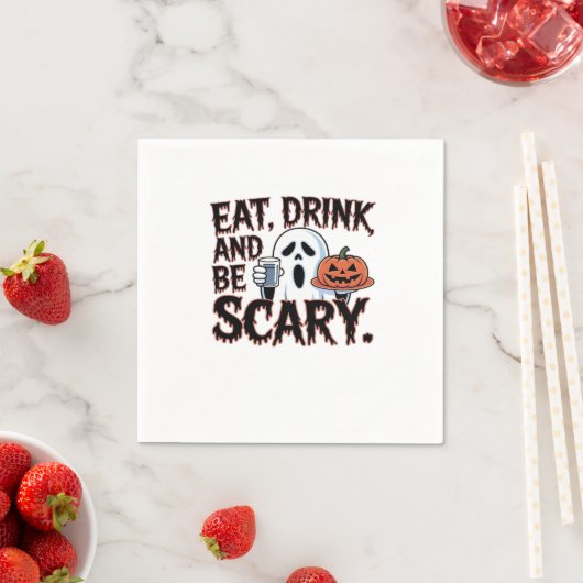 Eat Drink Be Scary Halloween Pumpkin Creative Styl Servet (Insitu)