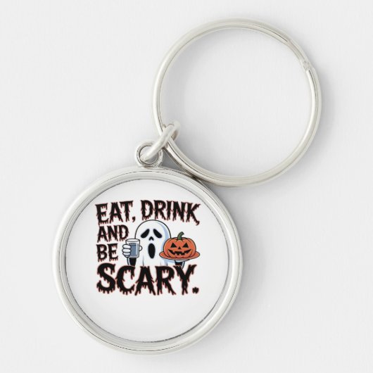 Eat Drink Be Scary Halloween Pumpkin Creative Styl Sleutelhanger (Voorkant)