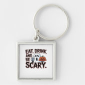 Eat Drink Be Scary Halloween Pumpkin Creative Styl Sleutelhanger (Voorkant)