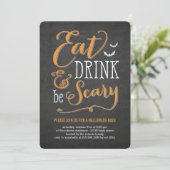 Eat Drink Be Scary Halloween Uitnodiging (Staand voorkant)