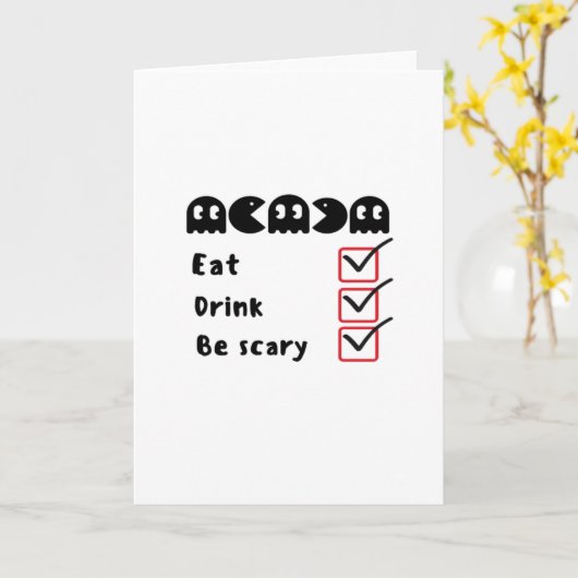 Eat Drink Be Scary Minimal Clean Kaart (Gele Bloem)