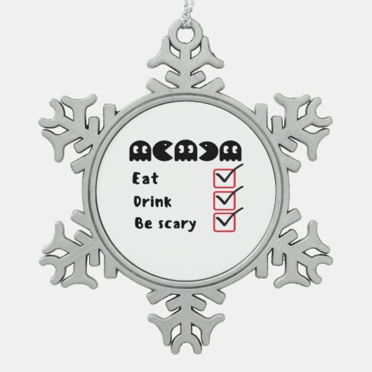 Eat Drink Be Scary Minimal Clean Tin Sneeuwvlok Ornament (Voorkant)