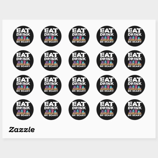 Eat Drink Be Scary Monster Halloween Creative Ronde Sticker (Vel)