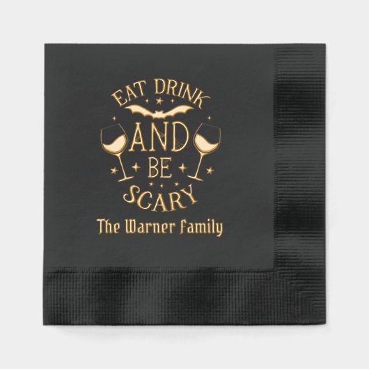 Eat Drink Be Scary Name beroemd gemaakt door Hallo Folie Servetten (Voorkant)
