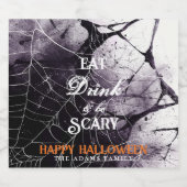 Eat Drink & Be Scary Spider Web Happy Halloween Likeurfles Etiket (Enkel label)