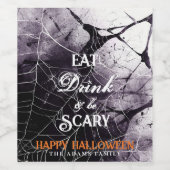 Eat Drink & Be Scary Spider Web Happy Halloween Wijn Etiket (Enkel label)