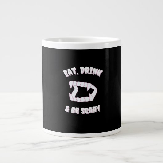 Eat Drink Be Scary Vampire Minimalist Style Grote Koffiekop (Voorkant)