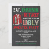 Eat Drink Be Tacky Ugly Sweater Kerstfeest Kaart (Voorkant)