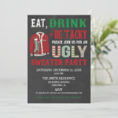 Eat Drink Be Tacky Ugly Sweater Kerstfeest Kaart (Staand voorkant)