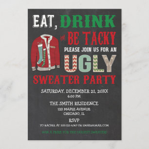 Eat Drink Be Tacky Ugly Sweater Kerstfeest Kaart