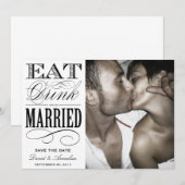 EAT, DRINK  | BEWAREN VAN DE DATUM SAVE THE DATE (Voorkant / Achterkant)