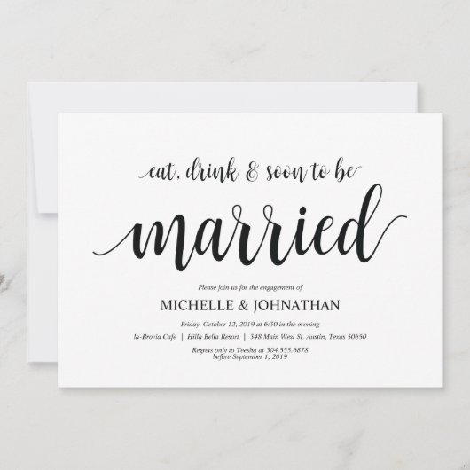 Eat, drink, binnenkort getrouwd, Engagement Party  Kaart (Voorkant)